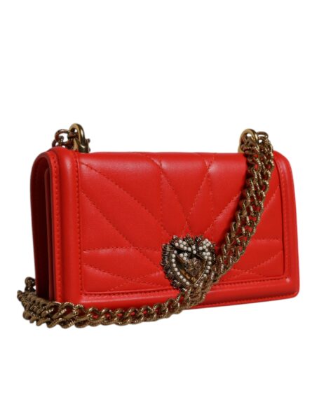 Red Quilted Devotion Crossbody Chain Phone Cover Bag - Image 4