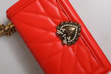 Red Quilted Devotion Crossbody Chain Phone Cover Bag - Image 7