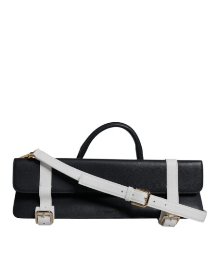 Blue White Calfskin Leather Crossbody Shoulder Bag - Image 3