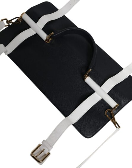 Blue White Calfskin Leather Crossbody Shoulder Bag - Image 5