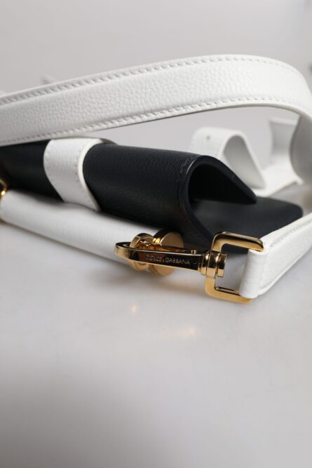 Blue White Calfskin Leather Crossbody Shoulder Bag - Image 7