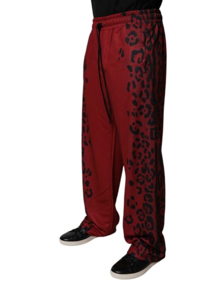 Red Leopard Print Polyester Men Jogger Pants - Image 3