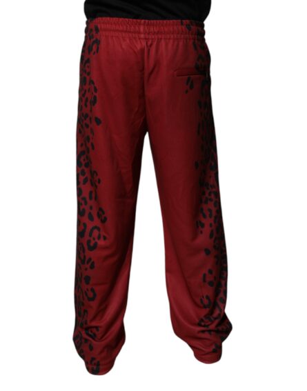 Red Leopard Print Polyester Men Jogger Pants - Image 4