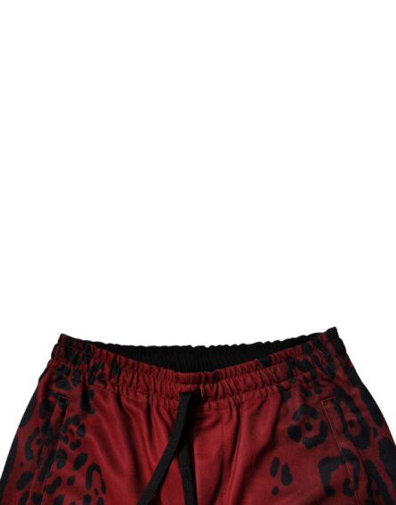 Red Leopard Print Polyester Men Jogger Pants - Image 5
