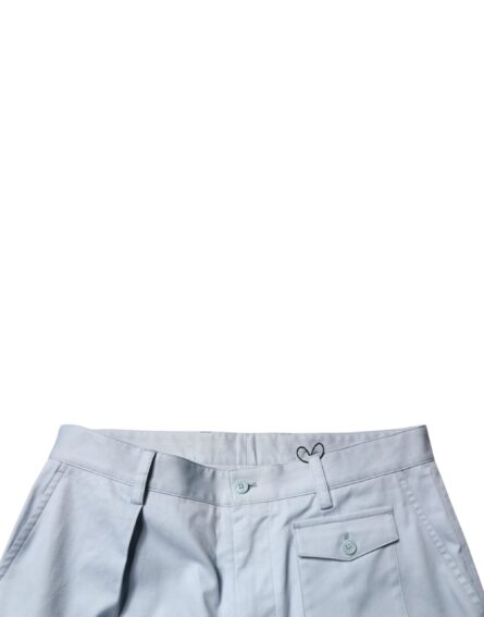 Light Blue Cotton Cargo Tapered Pants - Image 5