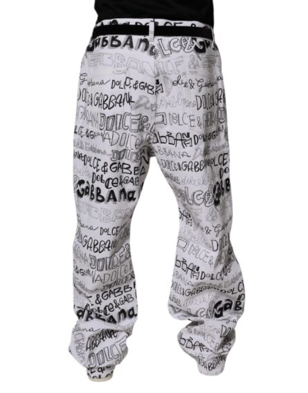 White Logo Print Straight Men Denim Jeans - Image 4