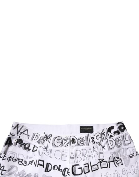 White Logo Print Straight Men Denim Jeans - Image 5