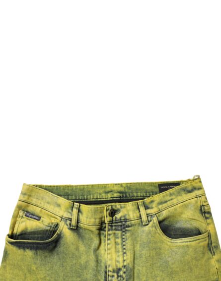 Yellow Cotton Stretch Skinny Men Denim Jeans - Image 5