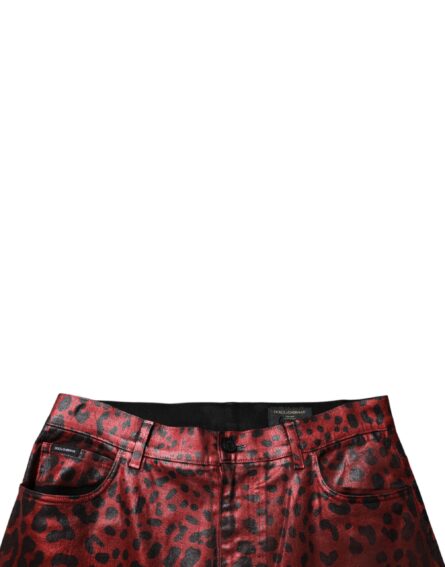 Red Leopard Cotton Straight Men Denim Jeans - Image 5