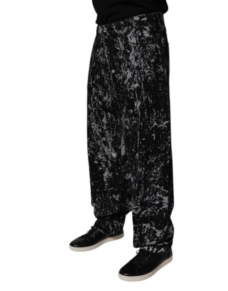 Black Tie Dye Cotton Straight Men Denim Jeans - Image 3