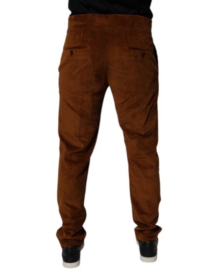Dark Brown Corduroy Cotton Skinny Denim Jeans - Image 4