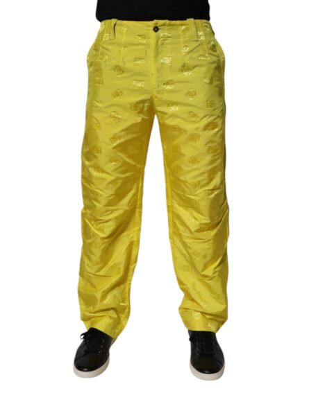 Yellow DG Monogram Polyester Straight Pants - Image 2