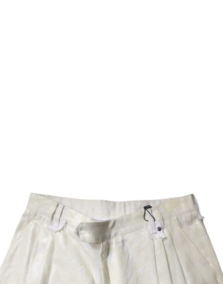 White Linen Mid Waist Straight Men Denim Jeans - Image 5