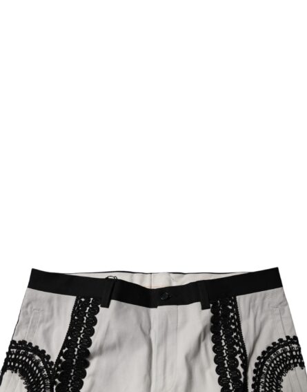 White Lace Trim Mid Waist Dress Formal Pants - Image 10