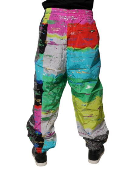 Multicolor Patchwork Mid Waist Sweatpants Pants - Image 9