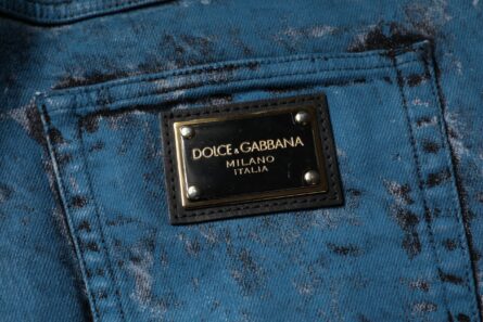 Blue Tie Dye Cotton Skinny Men Denim Jeans - Image 12