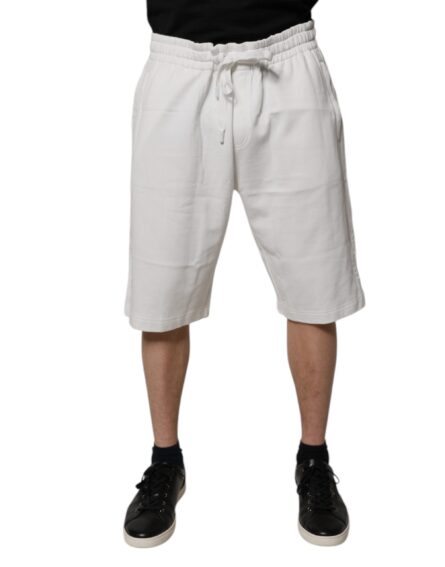 White Cotton Sweatshorts Men Bermuda Shorts - Image 6