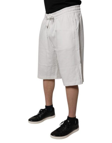 White Cotton Sweatshorts Men Bermuda Shorts - Image 3