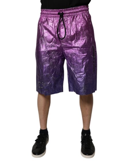 Metallic Pink Purple Two Tone Bermuda Shorts - Image 7