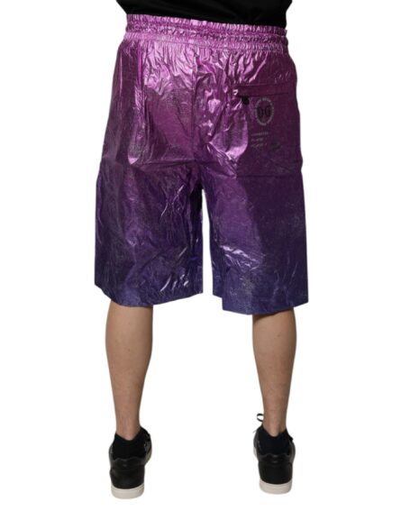 Metallic Pink Purple Two Tone Bermuda Shorts - Image 4