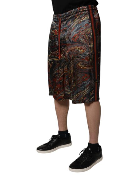 Multicolor Marble Print Trouser Bermuda Shorts - Image 8