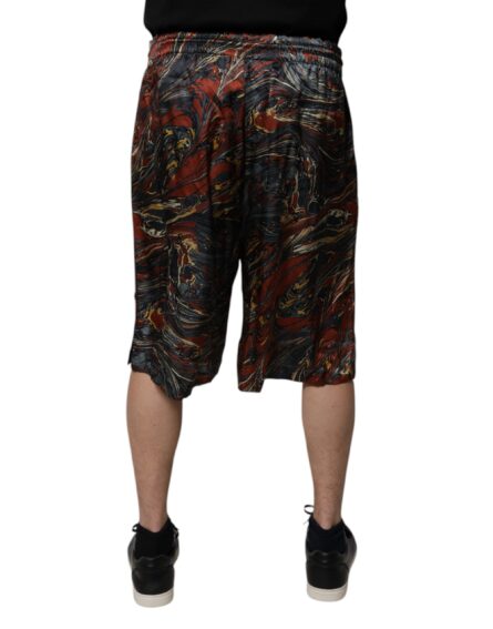 Multicolor Marble Print Trouser Bermuda Shorts - Image 4