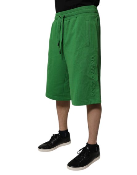 Green Cotton Men Sweatshorts Bermuda Shorts - Image 3