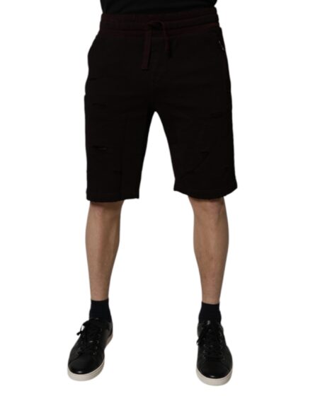 Maroon Cotton Sweatshorts Men Bermuda Shorts - Image 5