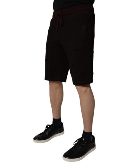 Maroon Cotton Sweatshorts Men Bermuda Shorts - Image 3