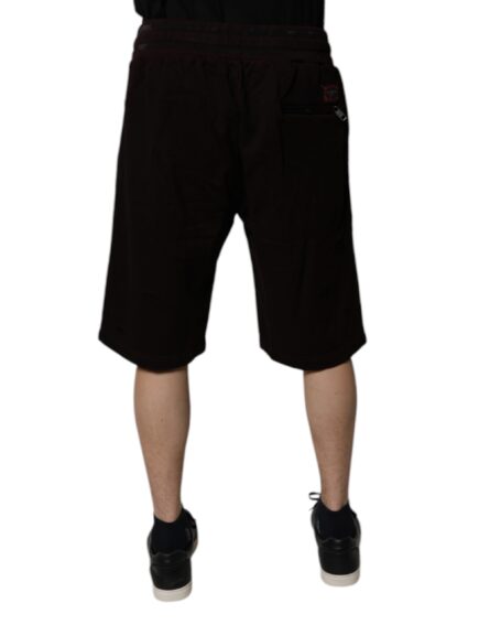 Maroon Cotton Logo Plaque Men Bermuda Shorts - Image 12