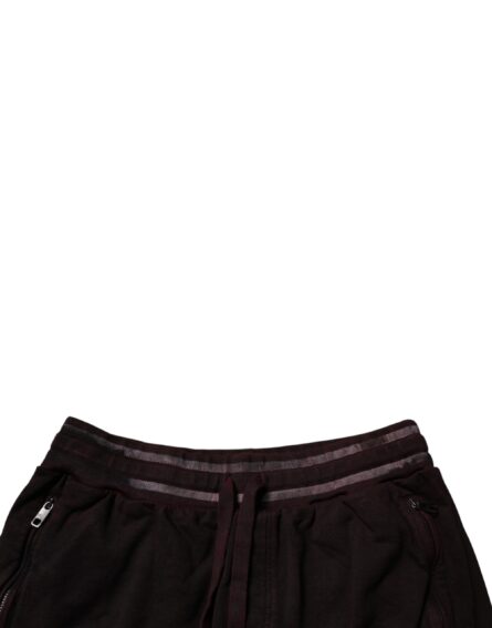 Maroon Cotton Logo Plaque Men Bermuda Shorts - Image 5