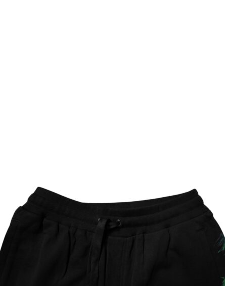 Black Cotton Logo Floral Print Bermuda Shorts - Image 5