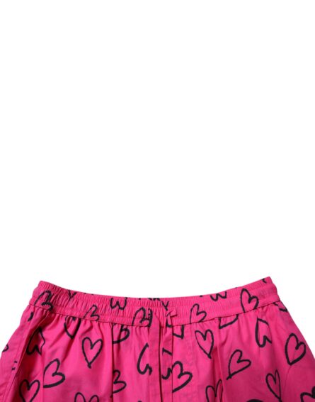 Pink Cotton Heart Print Bermuda Shorts - Image 10