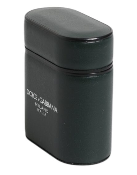 Green Calfskin Leather Logo Print Flip Holder Airpods Case - Image 3