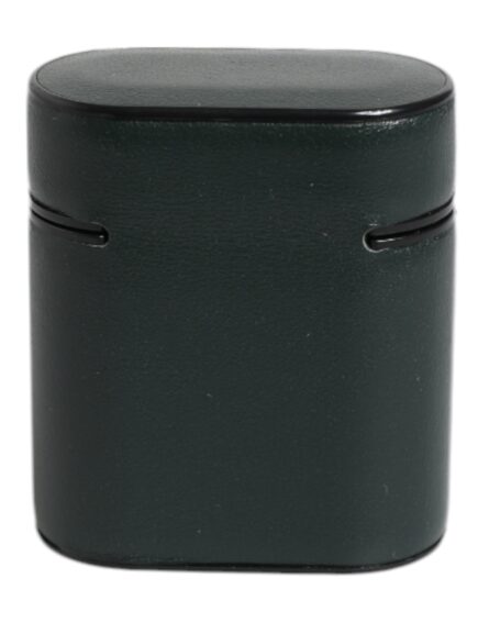 Green Calfskin Leather Logo Print Flip Holder Airpods Case - Image 4