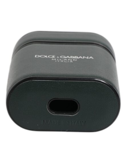 Green Calfskin Leather Logo Print Flip Holder Airpods Case - Image 9