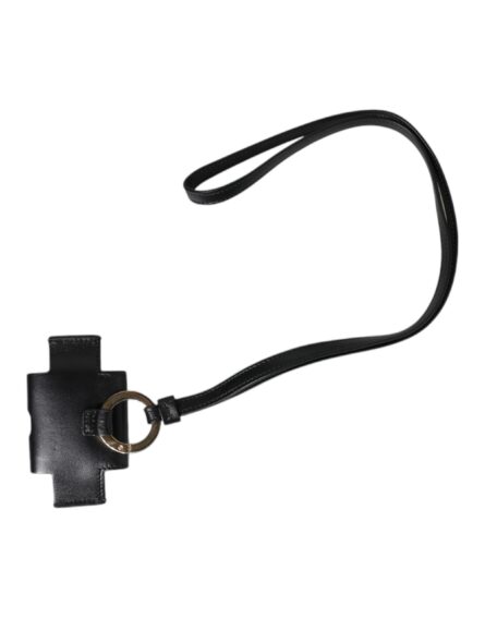 Black Leather Strap Gold Metal Logo Plaque Airpods Case - Image 6