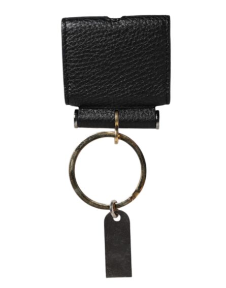 Black Leather Strap Gold Metal Logo Plaque Airpods Case - Image 12