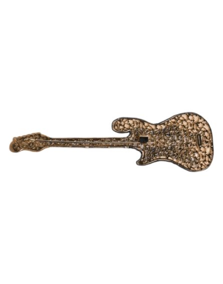 Gold Brass Logo Beaded Guitar Pin Brooch - Image 11