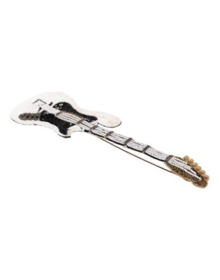 Gold Brass Logo Beaded Guitar Pin Brooch - Image 12