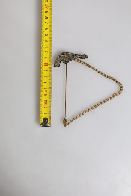 Black Gold Brass Copper Revolver Brooch Lapel Pin - Image 3