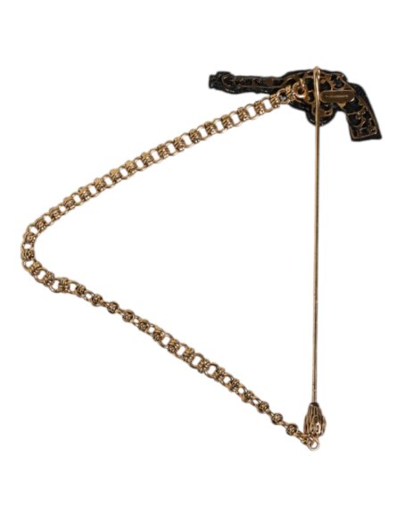 Black Gold Brass Copper Revolver Brooch Lapel Pin - Image 5