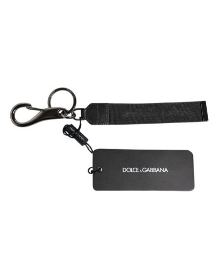 Black Logo Nylon Silver Brass Men Holder Keychain Keyring - Image 9