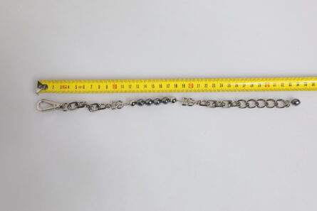 Silver Tone Chain Lobster Clasp Logo Gray Pearls Bracelet - Image 3