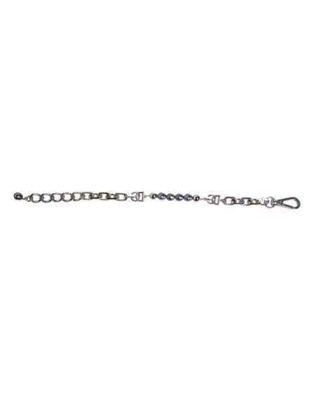 Silver Tone Chain Lobster Clasp Logo Gray Pearls Bracelet - Image 9