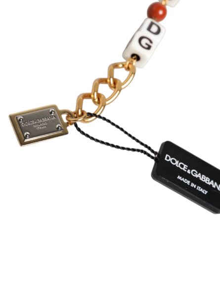 Multicolor Gold Tone Brass Chain DG Logo Dice Bracelet - Image 3