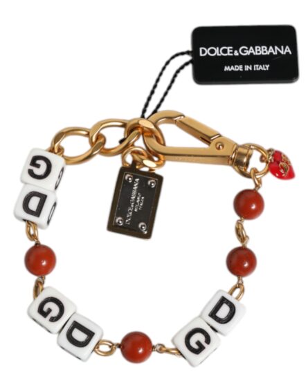 Multicolor Gold Tone Brass Chain DG Logo Dice Bracelet - Image 6