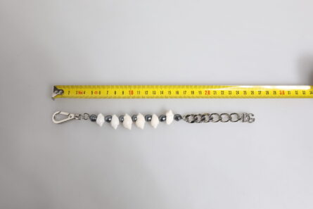 Silver Tone Brass Beaded Shell DG Logo Pendant Bracelet - Image 11