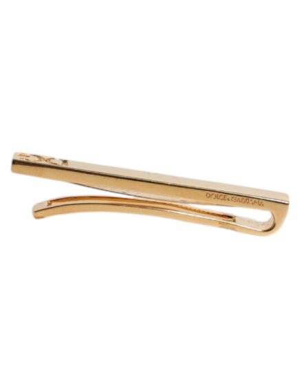Gold Tone Brass Logo Branded Tie Clip Bar - Image 4
