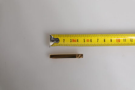 Gold Tone Brass Logo Branded Tie Clip Bar - Image 5